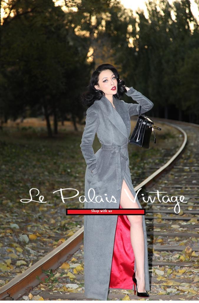 Quick Ship Le Palais Vintage limited edition retro cashmere long jacket coat- Cioq