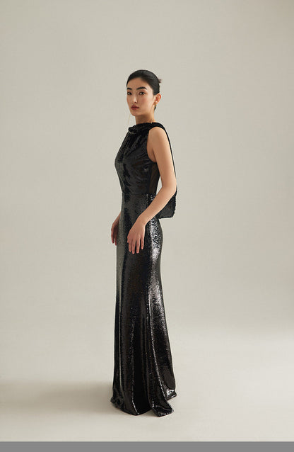 GOUDIN Evening banquet party sexy backless dress-REM.