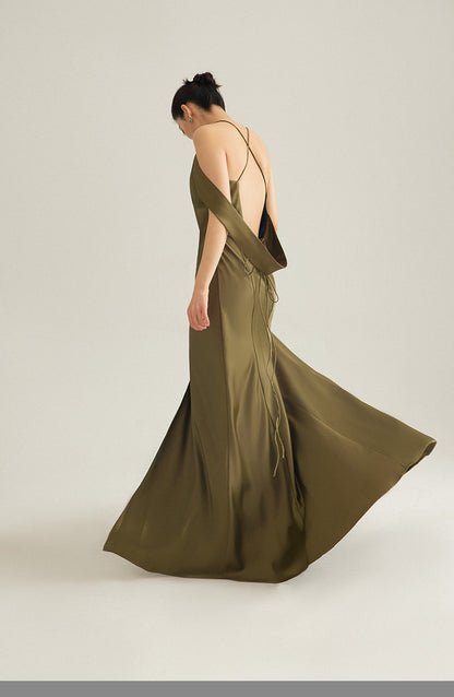 GOUDIN Evening satin high-end luxury light dress-NORA.