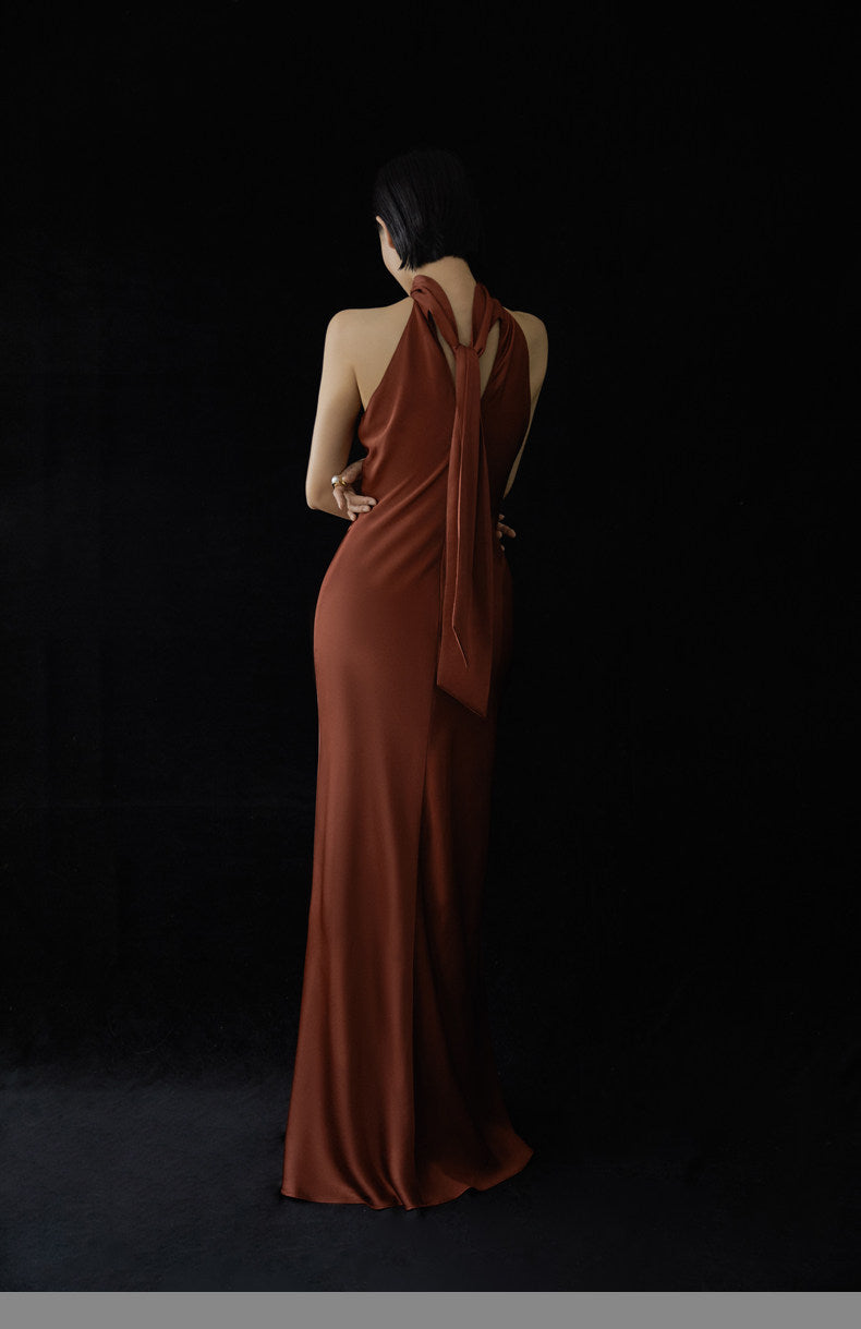 GOUDIN female wine-red high-end banquet dress-EVE.