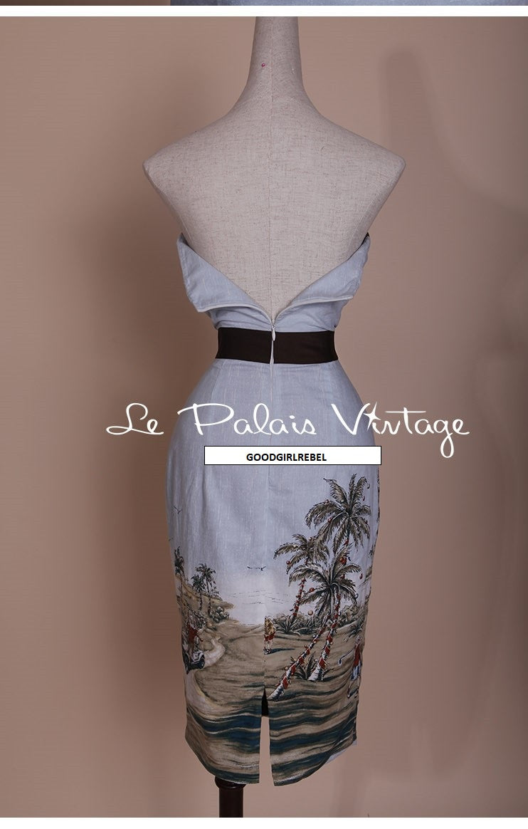 Le palais vintage contrast patchwork corset-style bodycon dress - Killian