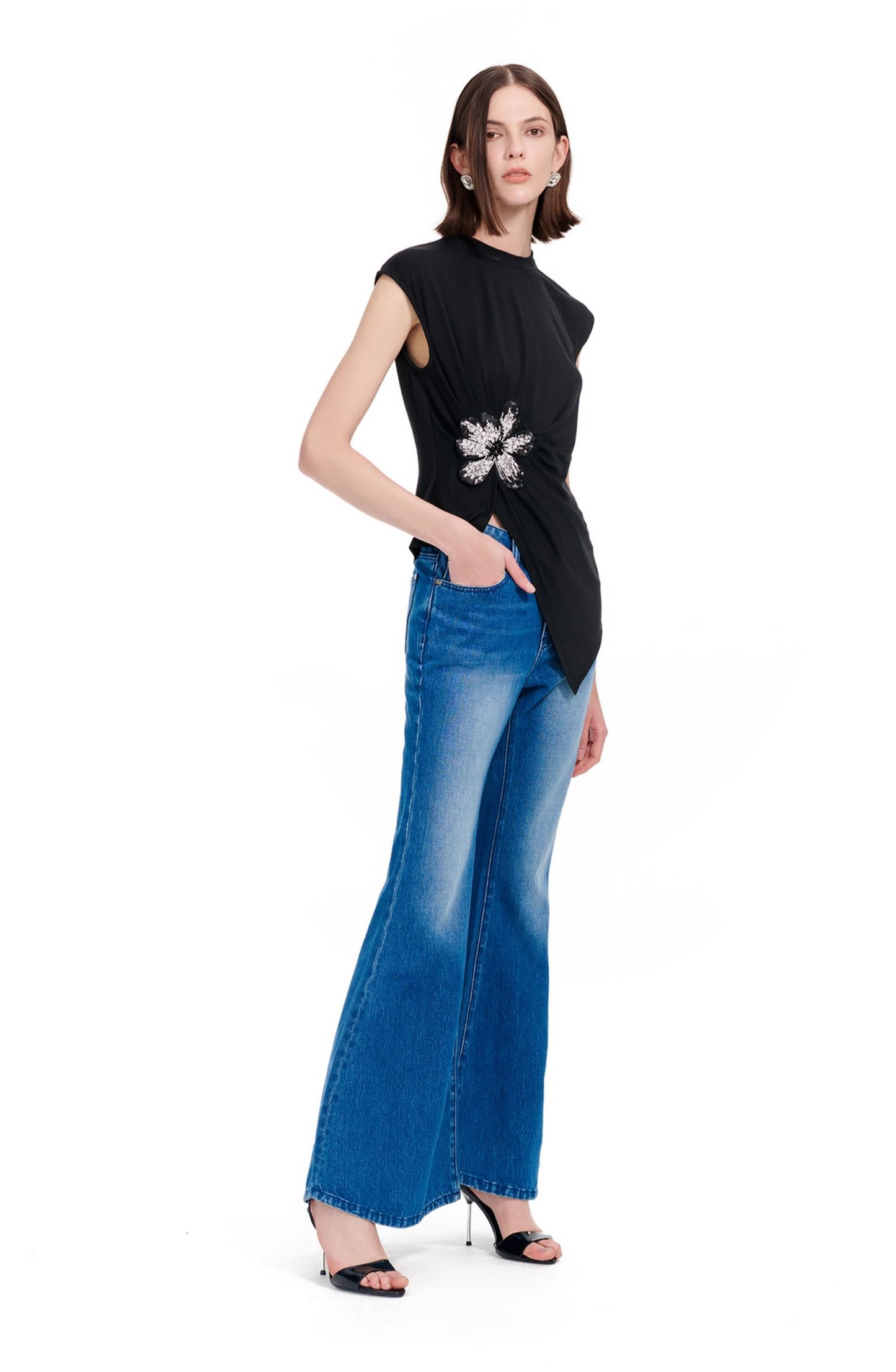 YES BY YESIR | Deconstructed Embroidered Asymmetric Top  -MAELINA.