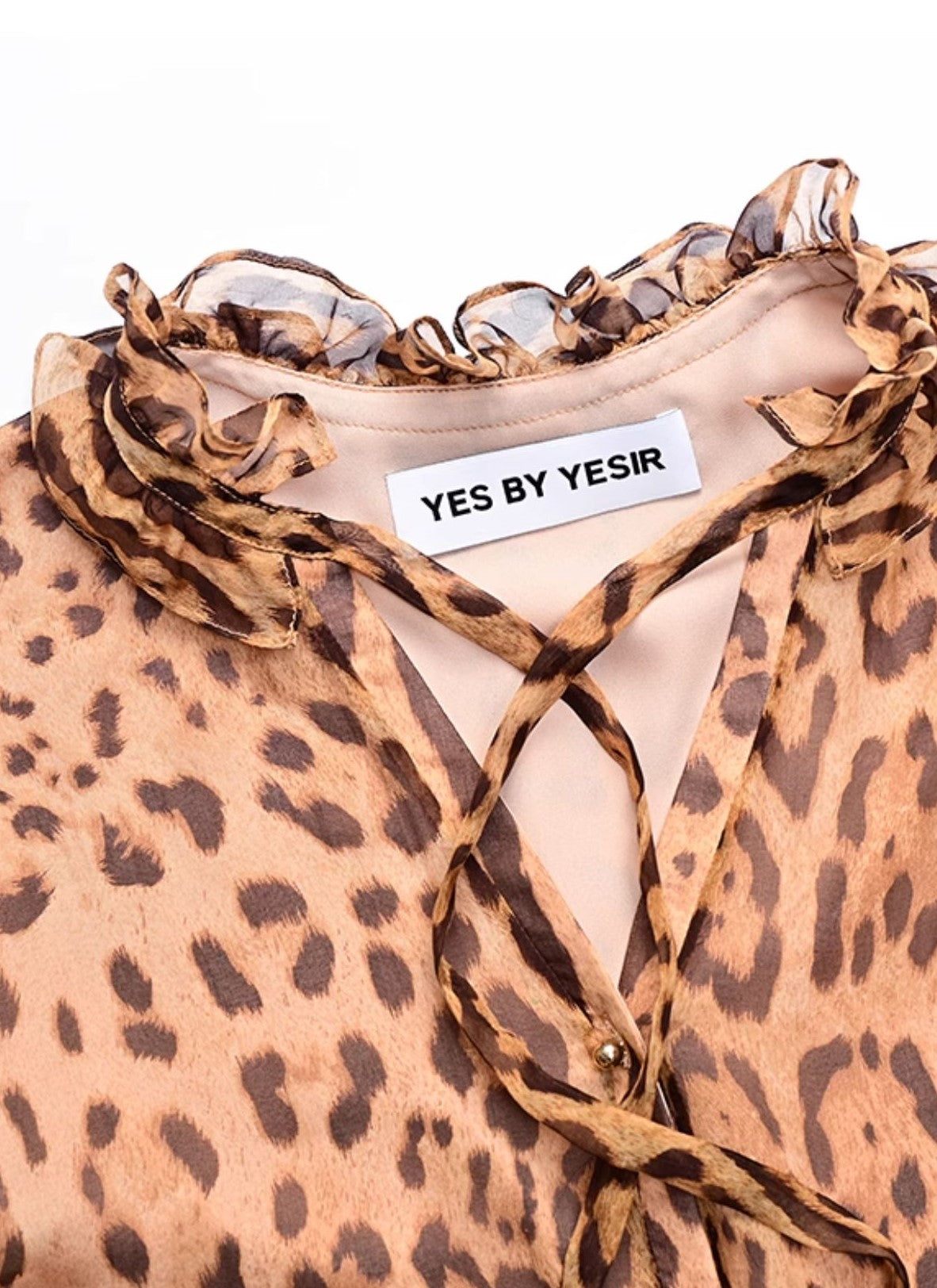 YES BY YESIR | Leopard Print Ruffle Short Dress -MALEINA.