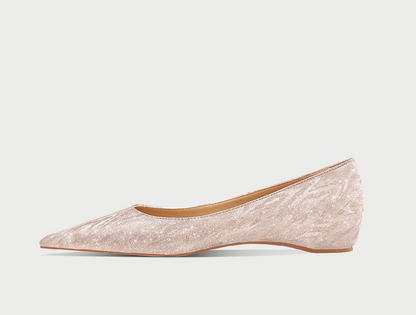 PJJUU beautiful flat crystal champagne colored shoes - NEON.