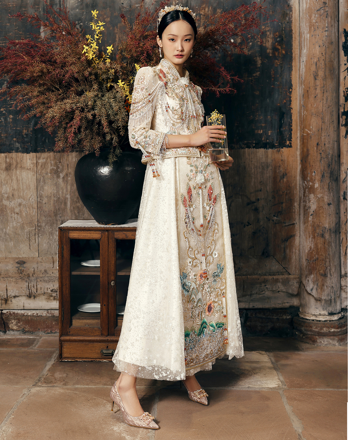 PJJUU Hexiu Champagne Colored High Heels - AJAX.