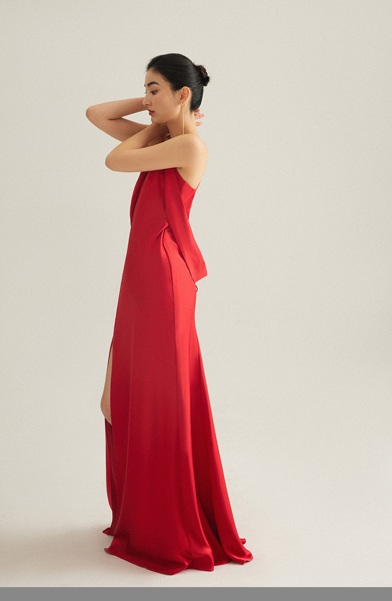 GOUDIN Evening satin high-end luxury light dress-NORA.