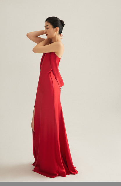 GOUDIN Evening satin high-end luxury light dress-NORA.