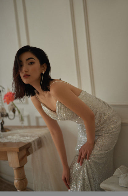 GOUDIN long banquet light luxury evening dress-LIKKY.
