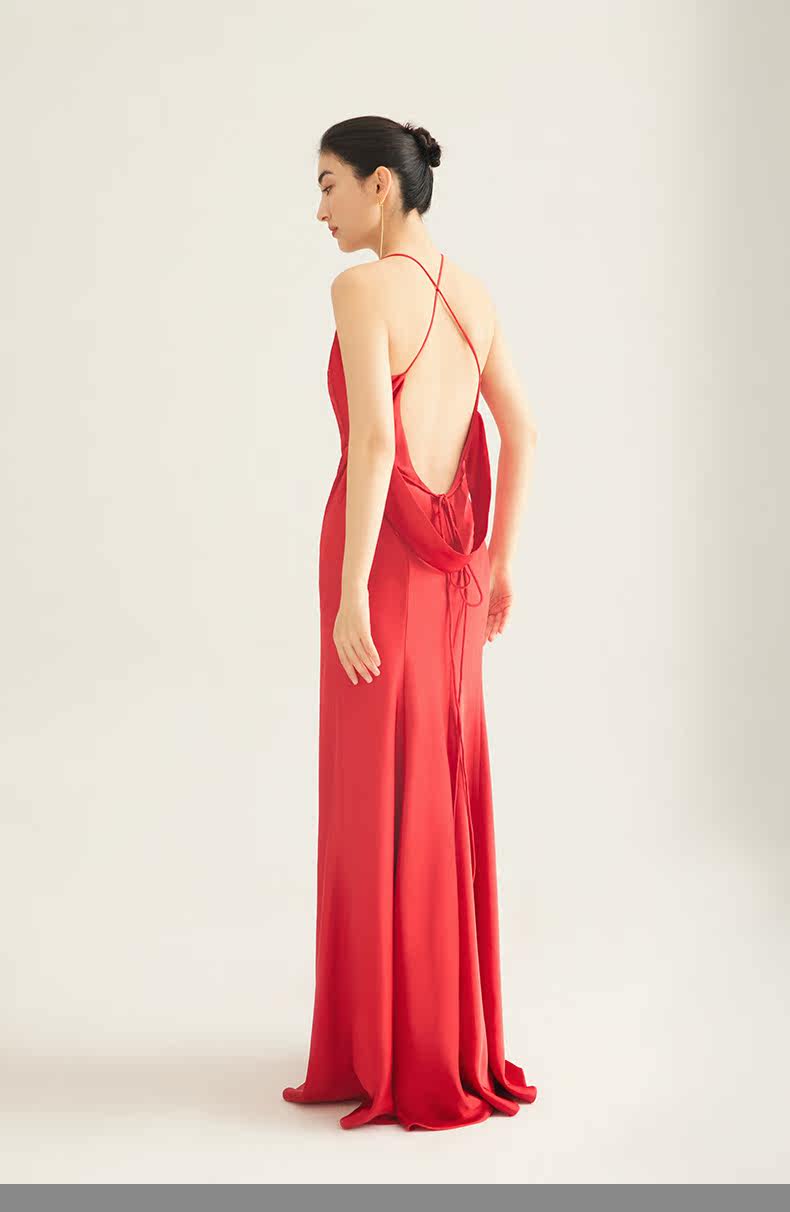 GOUDIN Evening satin high-end luxury light dress-NORA.