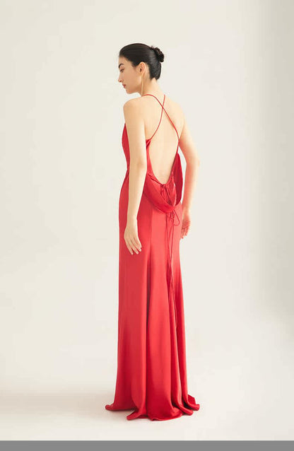 GOUDIN Evening satin high-end luxury light dress-NORA.