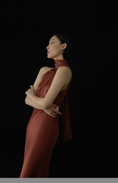 GOUDIN female wine-red high-end banquet dress-EVE.