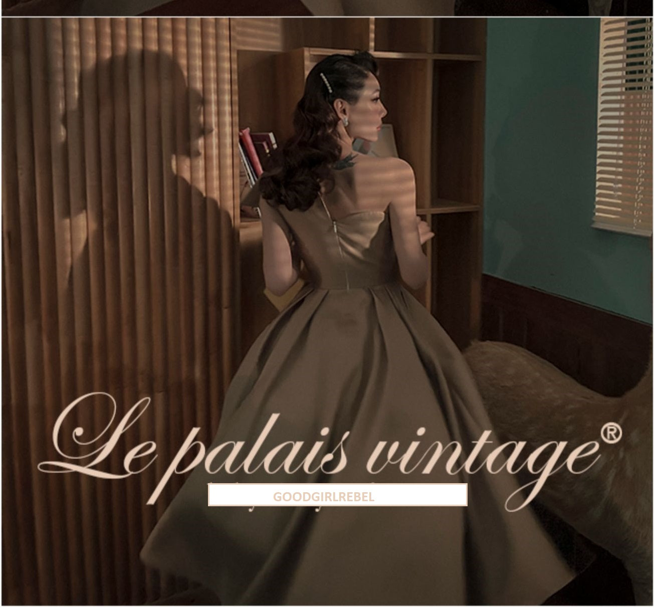 Le Palais Vintage Elegant Apricot Asymmetrical Plain High Waist Cocktail Dress-Bena