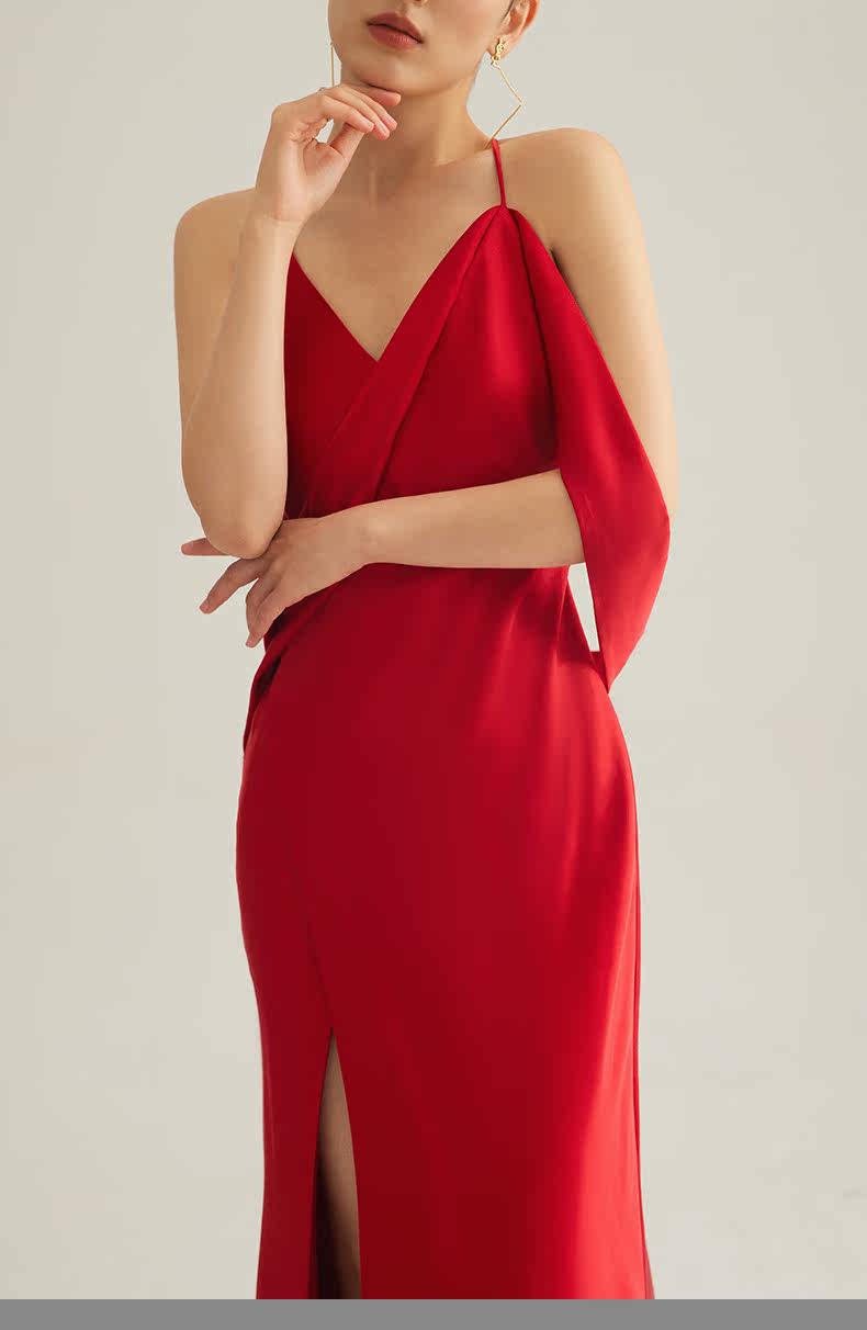 GOUDIN Evening satin high-end luxury light dress-NORA.