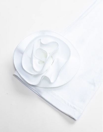 YES BY YESIR | Textured Petal Detailing 3D Floral Sleeve T-Shirt -CYRELLA.