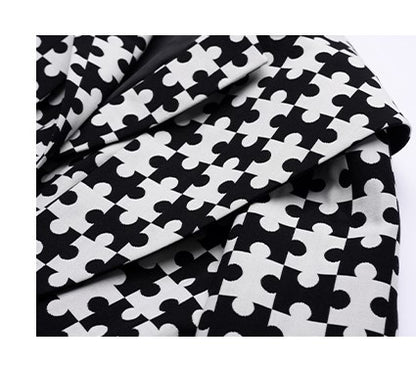 YES BY YESIR autumn winter black white puzzle print suit jacket - Resan
