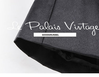 Le palais vintage satin three-dimensional cut waist off-the-shoulder retro blazer - Okle