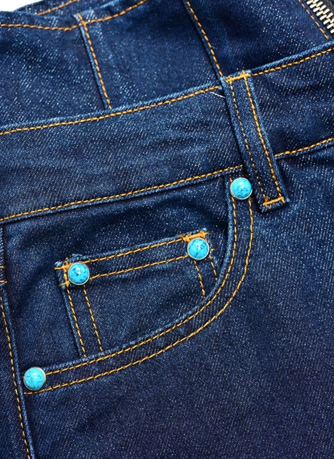 YES BY YESIR  double-waisted straight-leg jeans- ENOUGH.