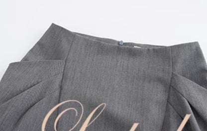 Le Palais Vintage Elegant Grey High Waist Short Skirt-LAAL.