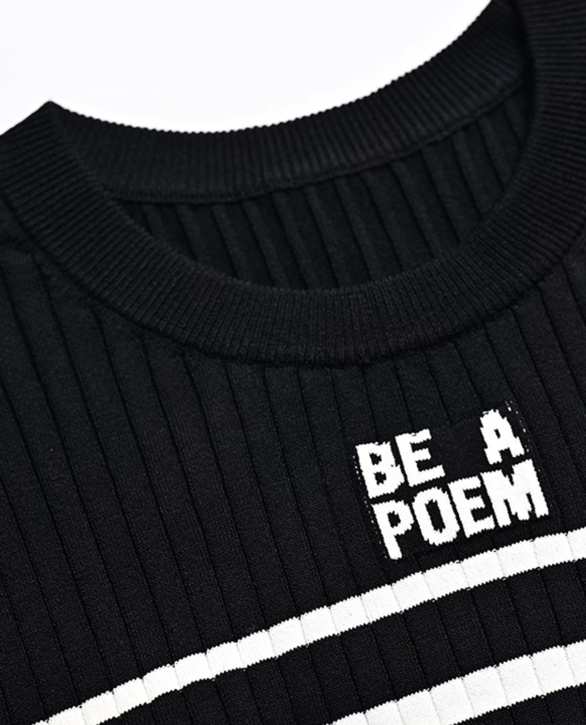 YES BY YESIR  black and white striped short woolen knit top - PROJECT.