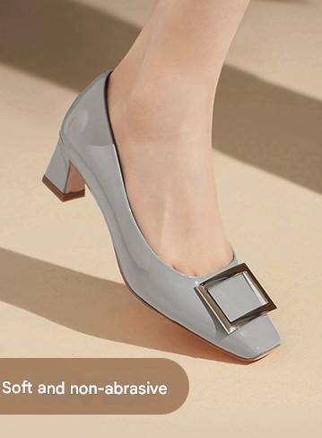 PJJUU thick metal square buckle high heels - VALLENT.