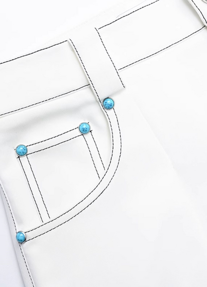 YES BY YESIR | Topstitched Denim Vest and Pant Suit Set - CYANNE.