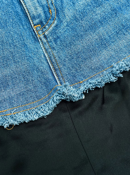 YES BY YESIR | Patchwork Denim Skirt -LUMENIA.