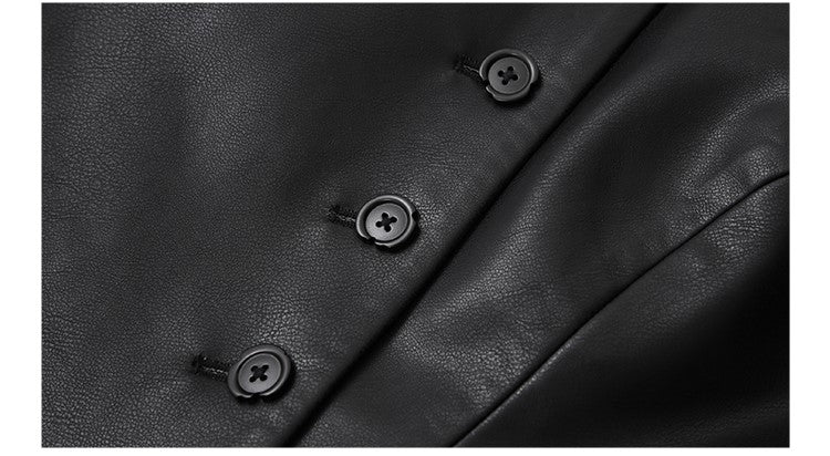 LEDIM W autumn  pu leather  collarless sleeveless vest jacket top - Delo