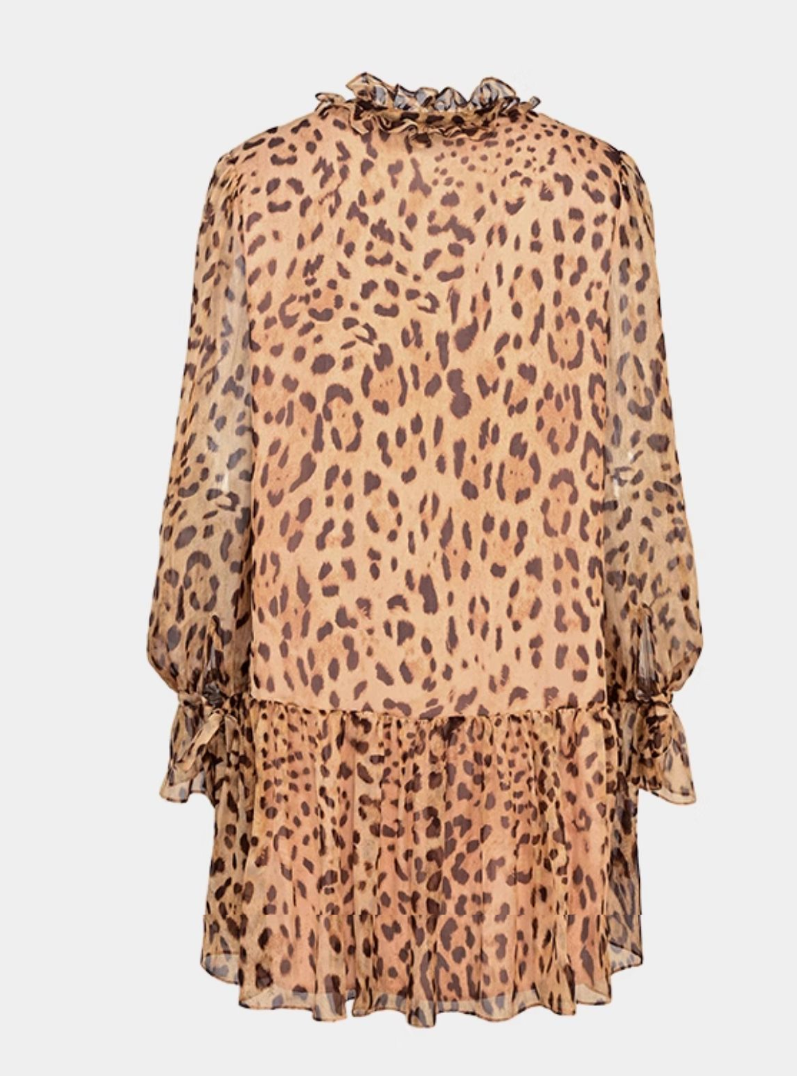 YES BY YESIR | Leopard Print Ruffle Short Dress -MALEINA.