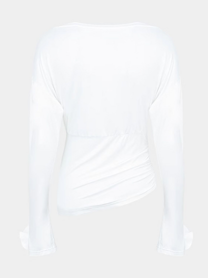 YES BY YESIR | Textured Petal Detailing 3D Floral Sleeve T-Shirt -CYRELLA.