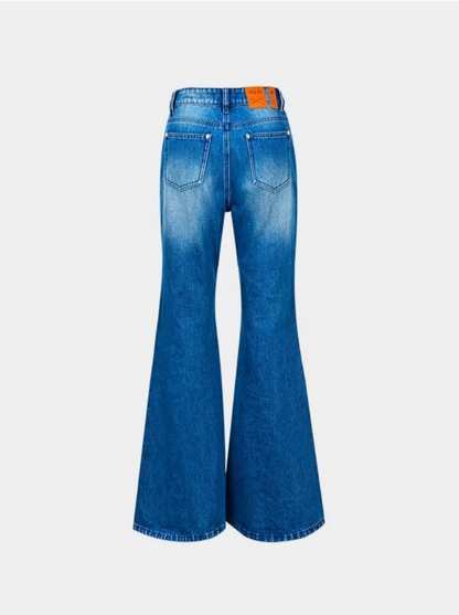 YES BY YESIR | Blue Flared Jean Pants -LIVARA.