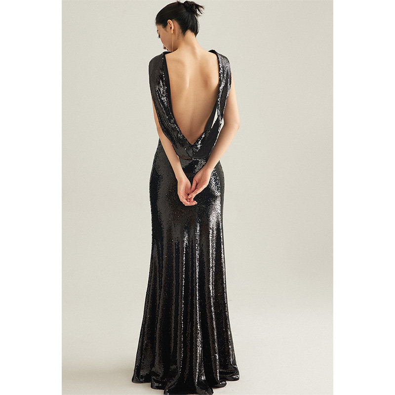 GOUDIN Evening banquet party sexy backless dress-REM.