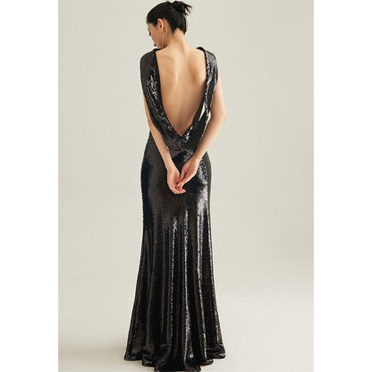 GOUDIN Evening banquet party sexy backless dress-REM.