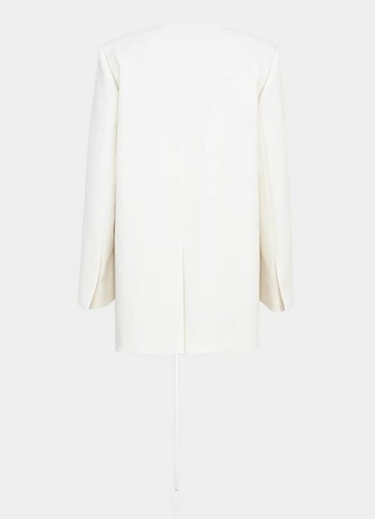 YES BY YESIR | Calla Lily Monroe Loose White Blazer -VIRELIA.
