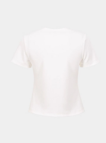 YES BY YESIR |  Diamond Bow Short Sleeve Casual Top-LYANNE.