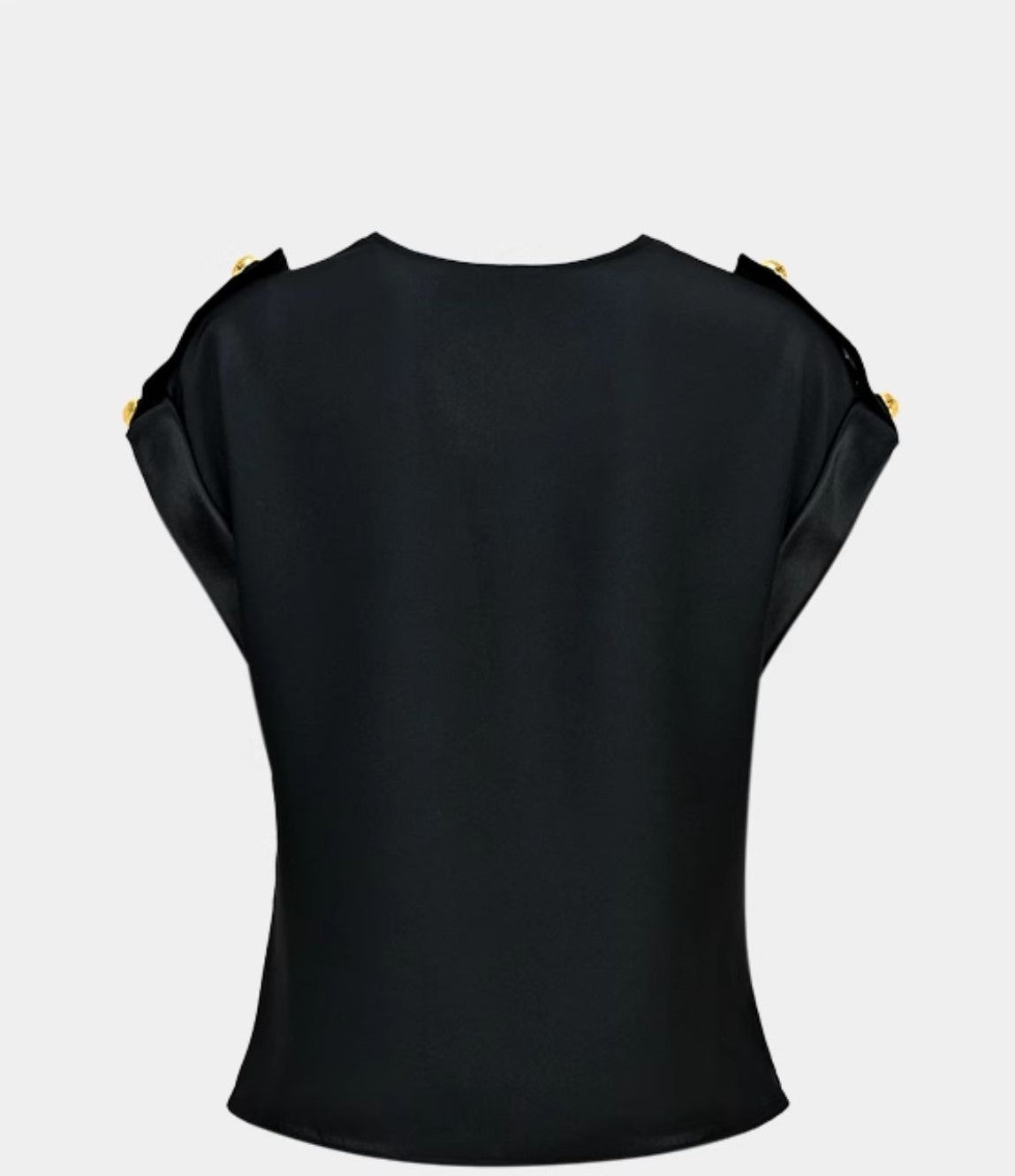 YES BY YESIR | Military Swing Neck Chiffon Shirt -ELISARA.