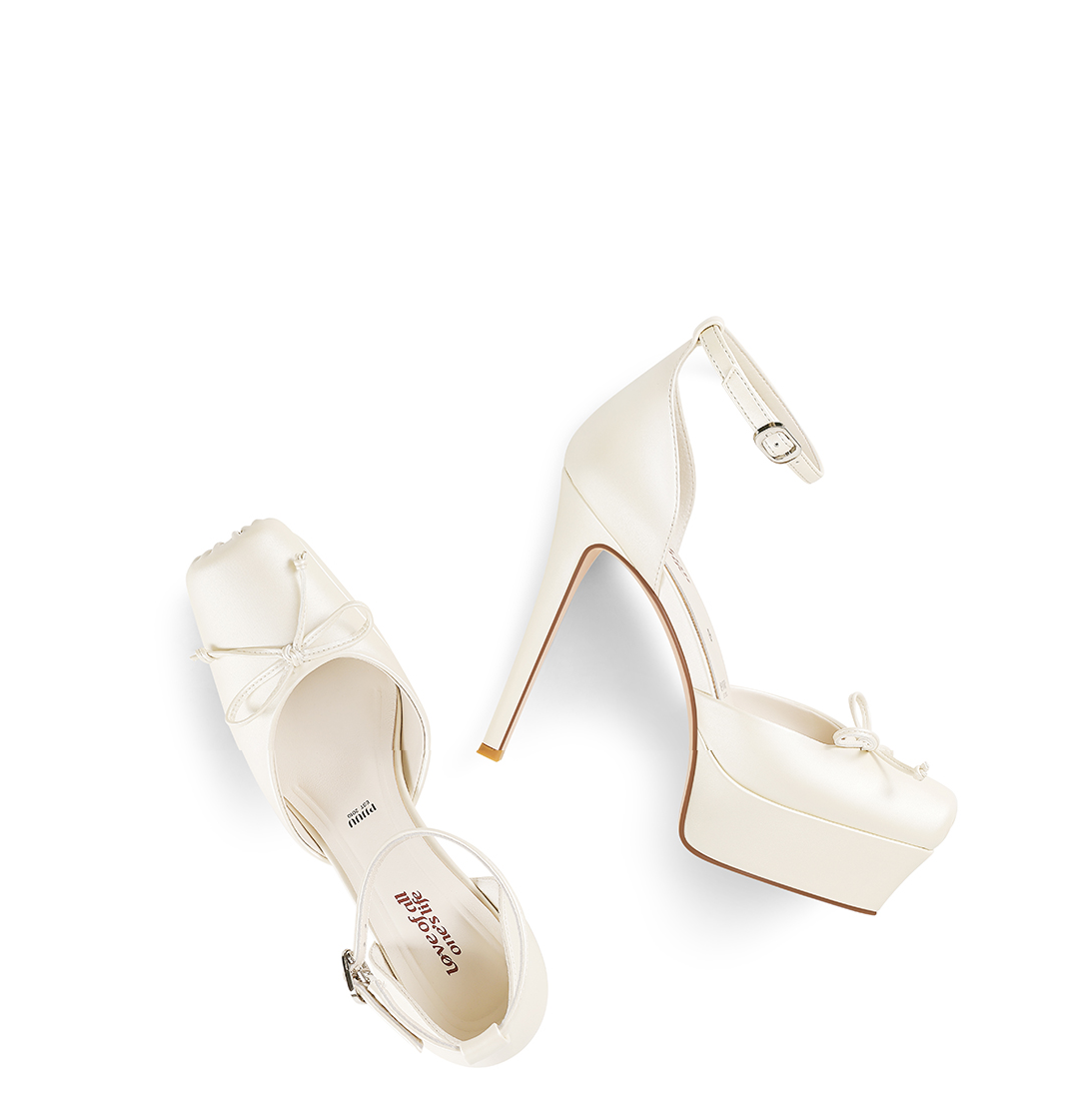 PJJUU ballet style platform toe hollow sandals heels -CHILL.
