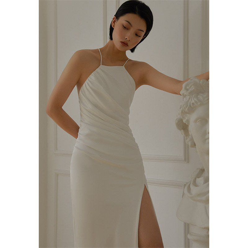 GOUDIN light luxury banquet evening high-end light dress-OLIVE.