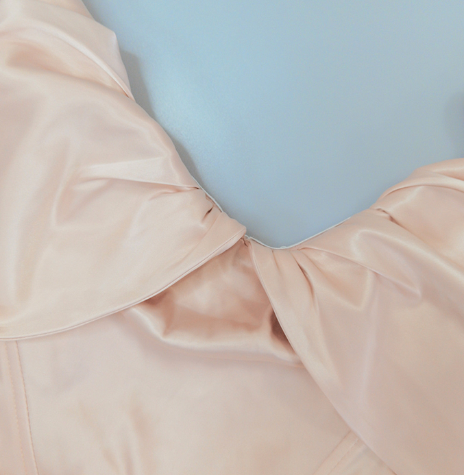 DOLLY Elegant V-Neck Short Sleeve Tube Top Slim Fit Pleated Short Date Dress-LITA