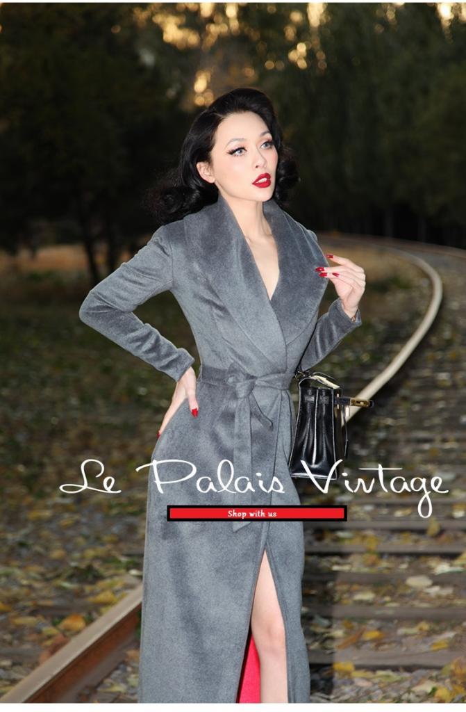 Quick Ship Le Palais Vintage limited edition retro cashmere long jacket coat- Cioq