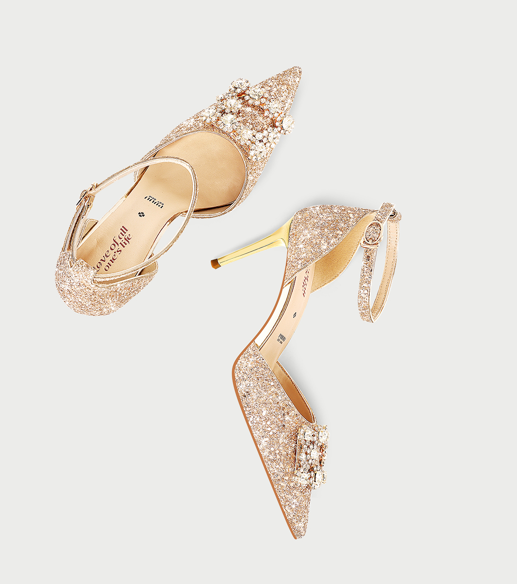 PJJUU beautiful square buckle rhinestone high heel shoes - QUEEN.