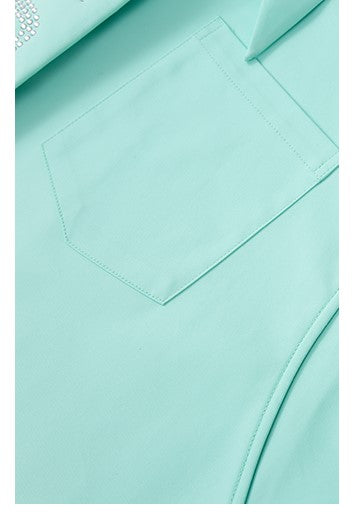 LEDIM W tie diamond sleeveless Pastel blue ming shirt top - Kadre