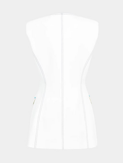 YES BY YESIR | Topstitched Denim Vest and Pant Suit Set - CYANNE.