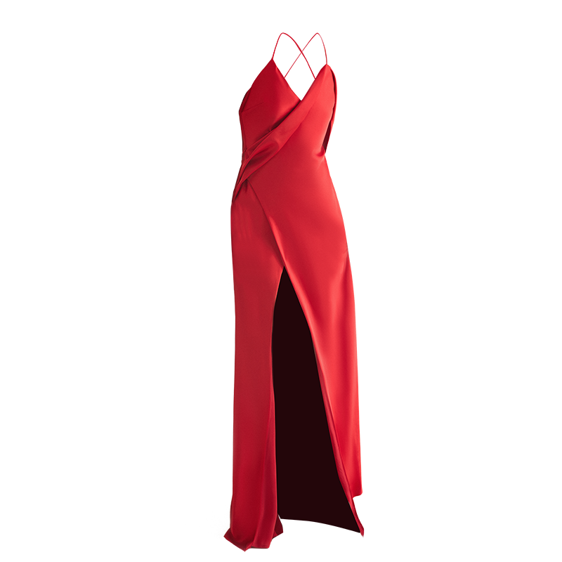 GOUDIN Evening satin high-end luxury light dress-NORA.