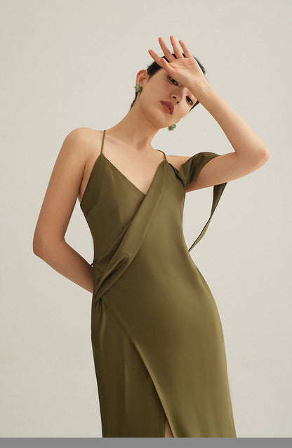 GOUDIN Evening satin high-end luxury light dress-NORA.