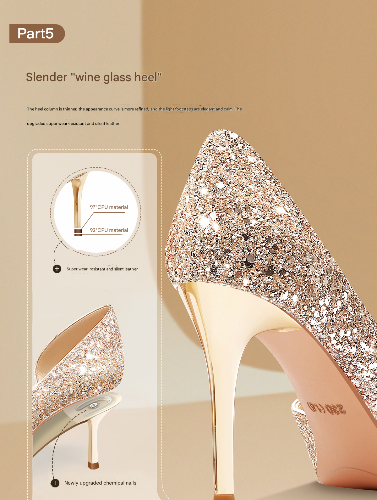 pjjuu gold side air high female summer bride's beautiful show He dress wedding shoes - SAQA