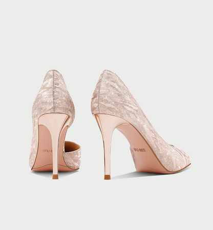 PJJUU side air pointed high stiletto champagne shoes - SIDNEY.