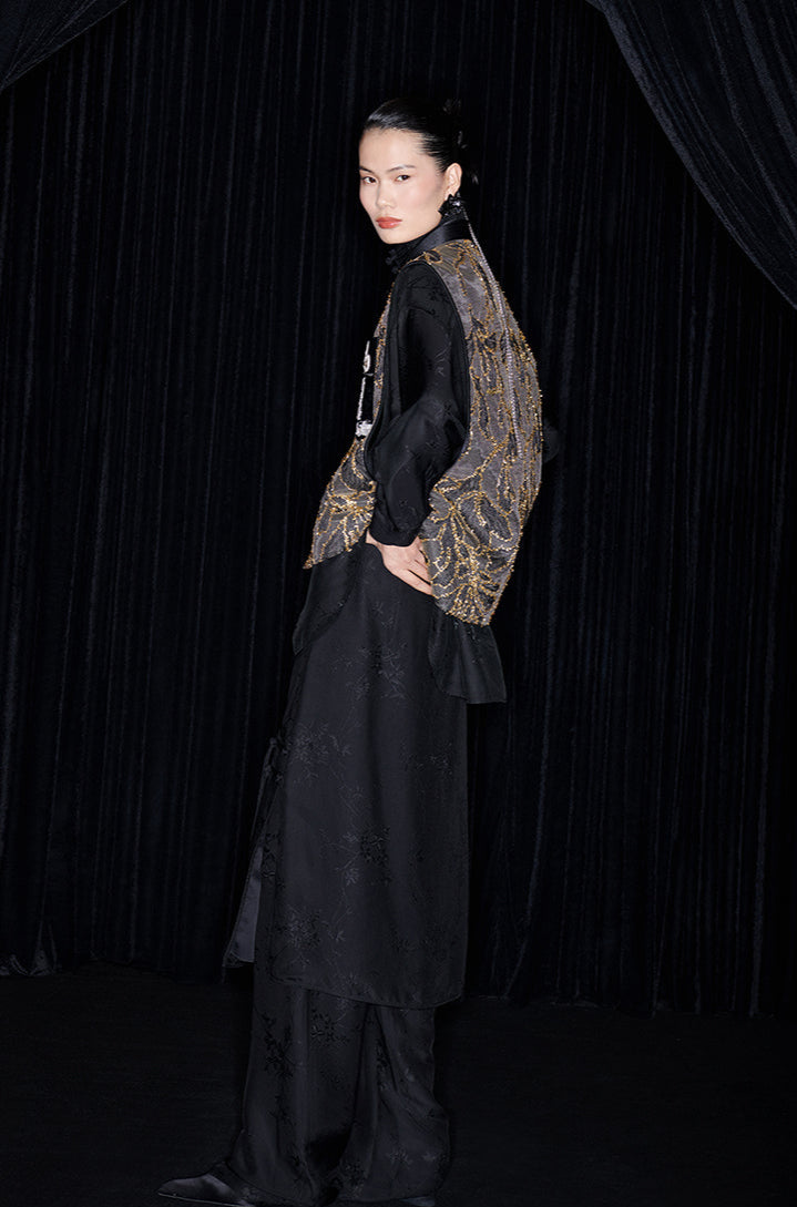 M essential Mackay designer mosaic tile embroidered vest - Gary.