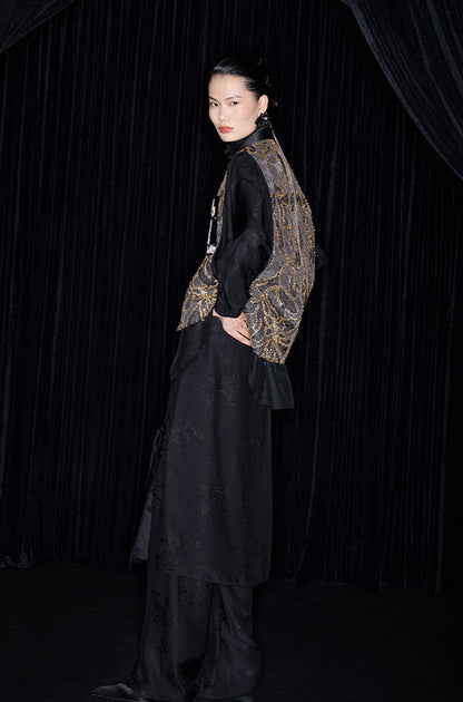 M essential Mackay designer mosaic tile embroidered vest - Gary.