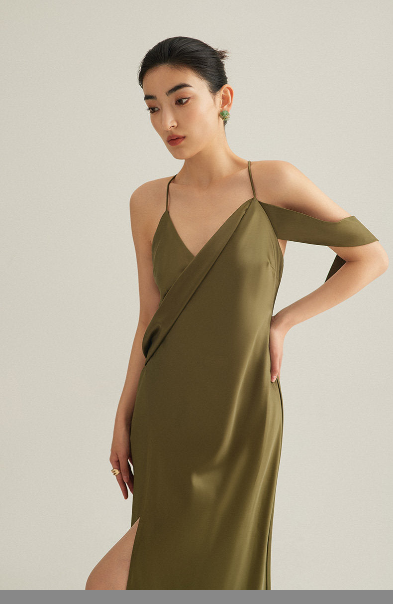 GOUDIN Evening satin high-end luxury light dress-NORA.