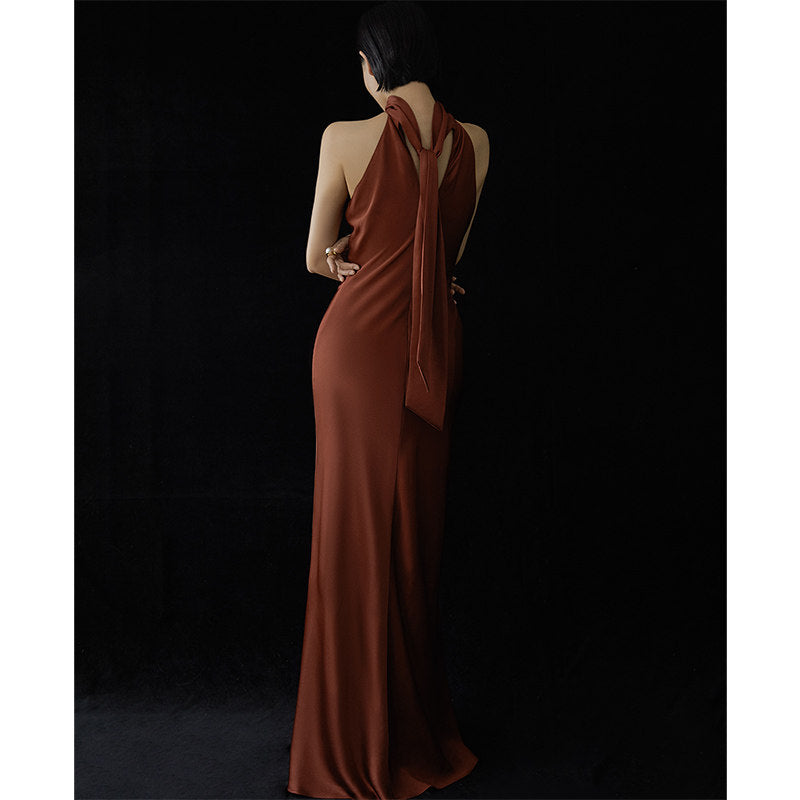 GOUDIN female wine-red high-end banquet dress-EVE.